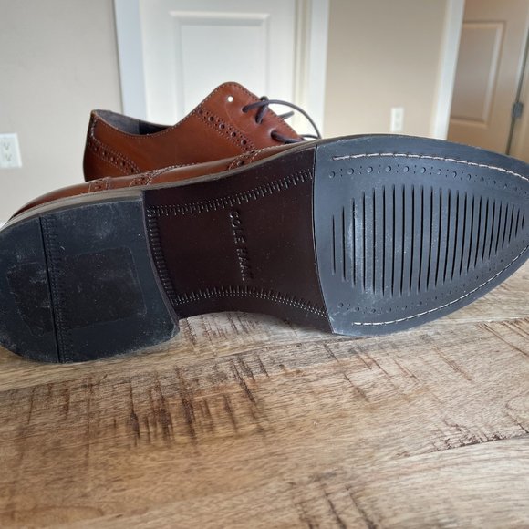 Cole Haan 10.5 M Wing Tip Dress Shoe - Tan - Picture 7 of 8